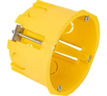 Подрозетник для гипсокартона 68*45 желтый с металлическими лапками Systeme Electric 1/120