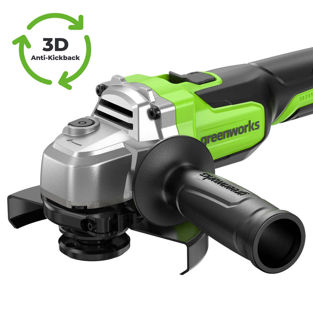 Угловая шлифовальная машина акк. Greenworks AG5900, 24V, б/щет, 125 мм, 8500 об/мин, 3D-Antikickback, без АКБ и ЗУ (3201007)