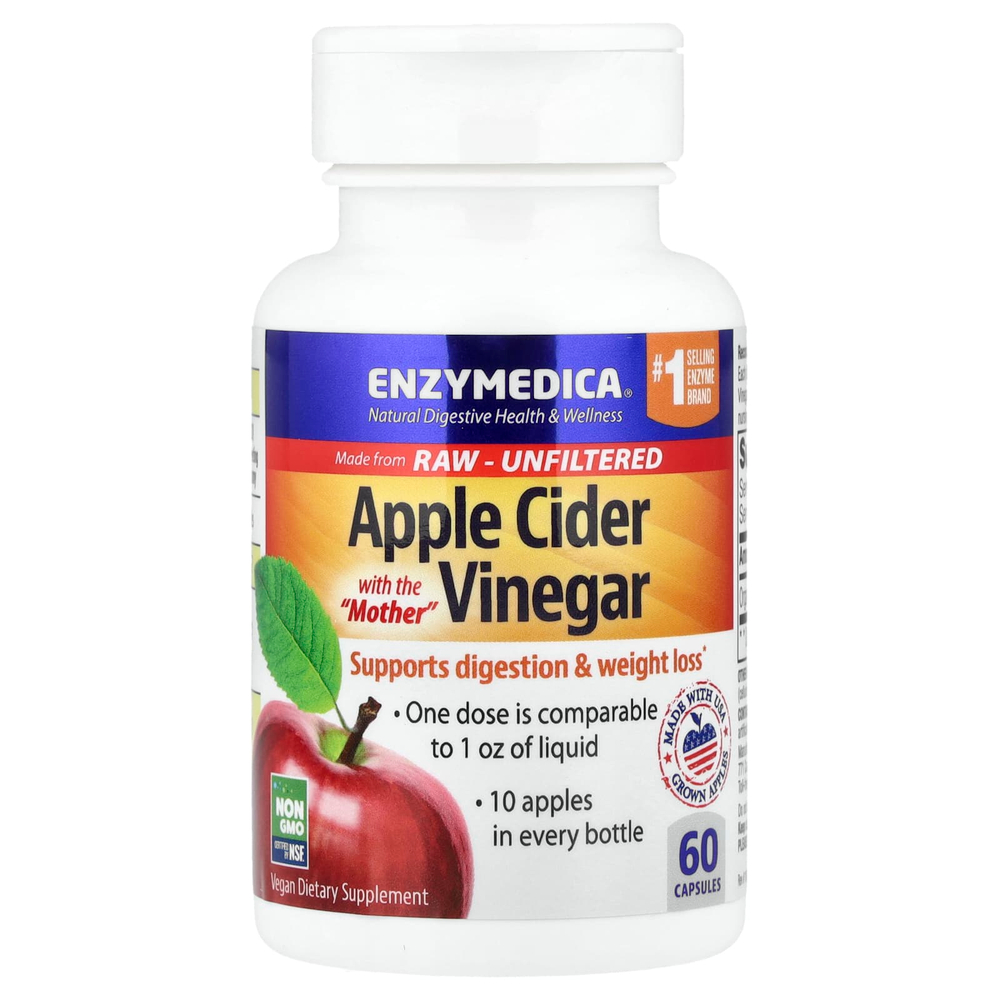 Enzymedica, яблочный уксус с маткой, 60 капсул (355 мг в 1 капсуле)