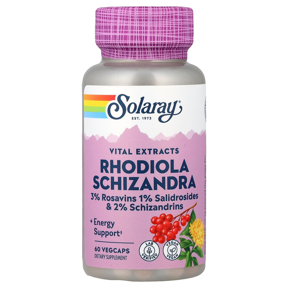Solaray, Vital Extracts, родиола лимонник, 60 растительных капсул