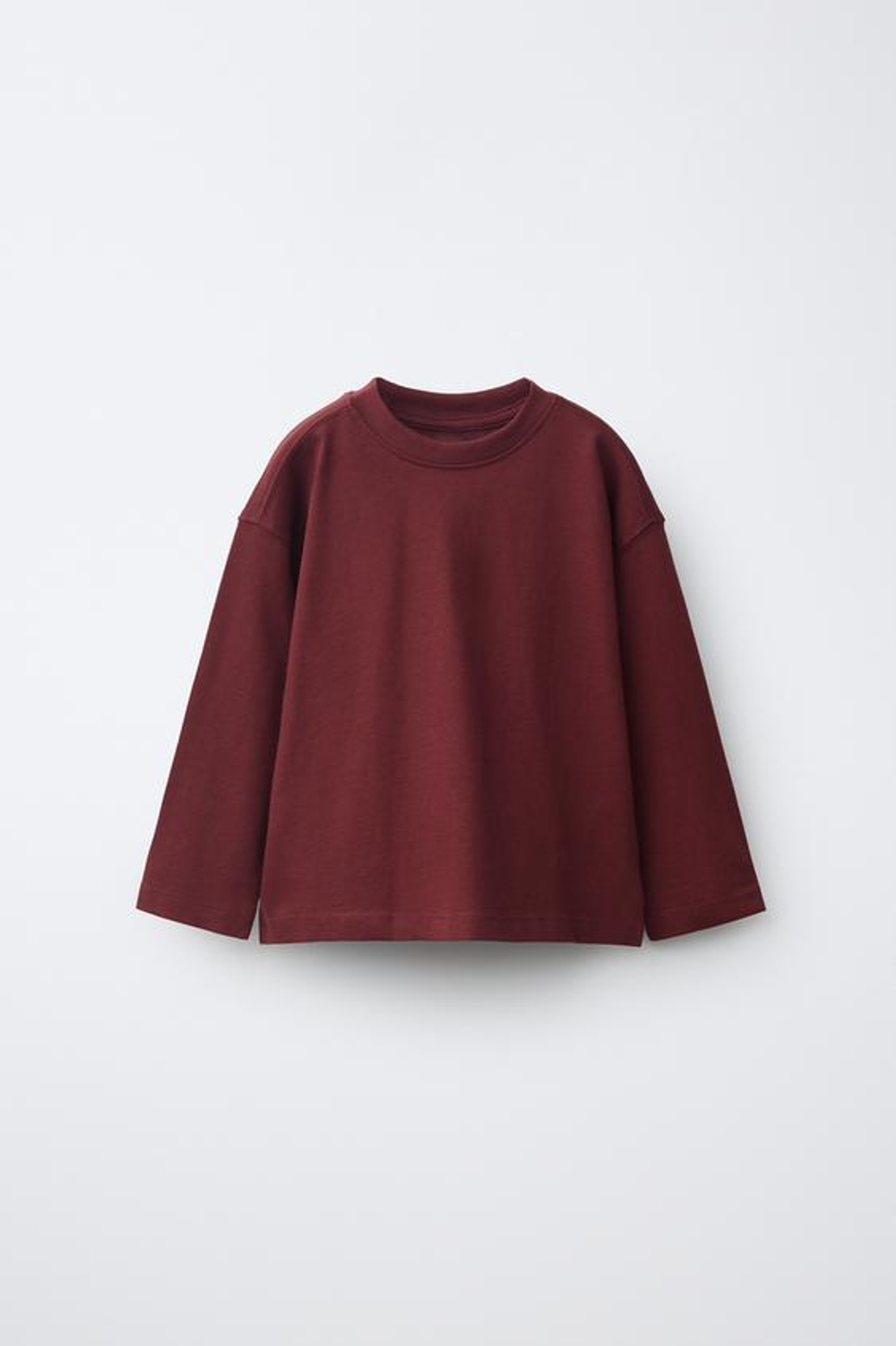 ZARA ОДНОТОННЫЙ ЛОНГСЛИВ, БОРДОВЫЙ