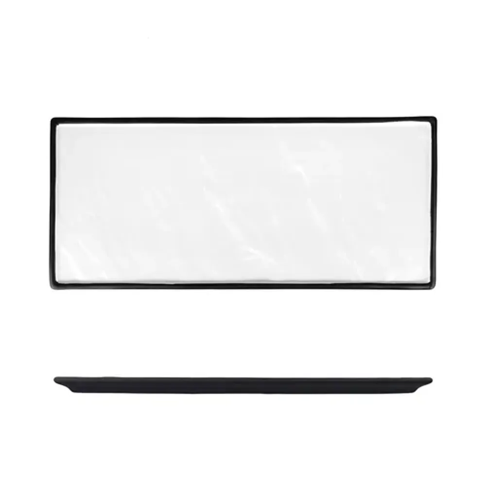 Блюдо прямоугольное 31*14 см h1,5 см Relief белое с черным бортом фарфор P.L. Proff Cuisine [3]