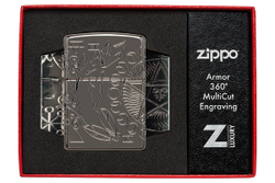 Зажигалка Zippo Armor® Wicca Design с покрытием Black Ice®, латунь/сталь, чёрная, 38x13x57 мм
