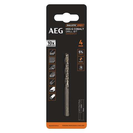 Сверло по металлу HSS-Co (4х43х75 мм) AEG AAKHSSCBT4-0 4932479328
