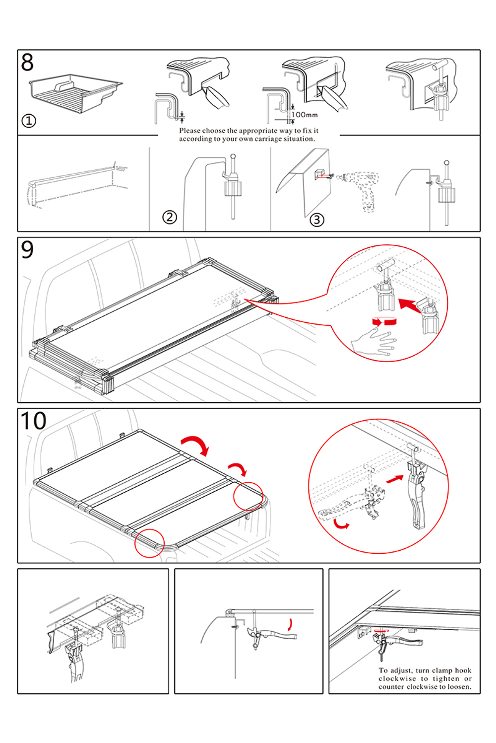Крышка кузова для Dongfeng DF6, трёхсекционная 1525х1565/1535 мм, алюминиевая, черная РИФ