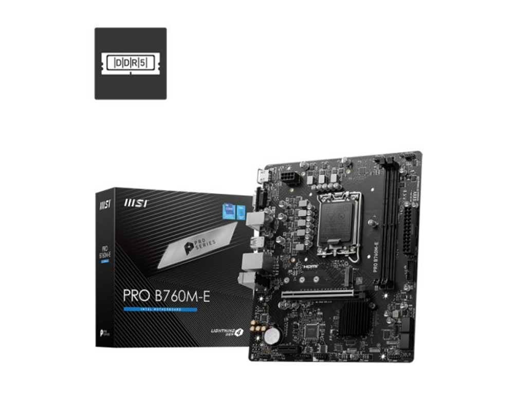 Материнская плата MSI PRO B760M-E, LGA1700, DDR5, mATX