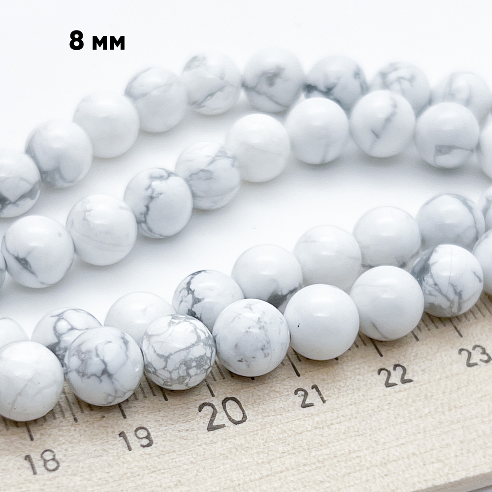 Магнезит бусины, диаметр 8-8,3 мм, цена за нить 38 см