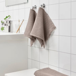 Полотенце для рук с бахромой IKEA VALLASAN, 30x50 см светло-серый/коричневый (Из Финляндии)