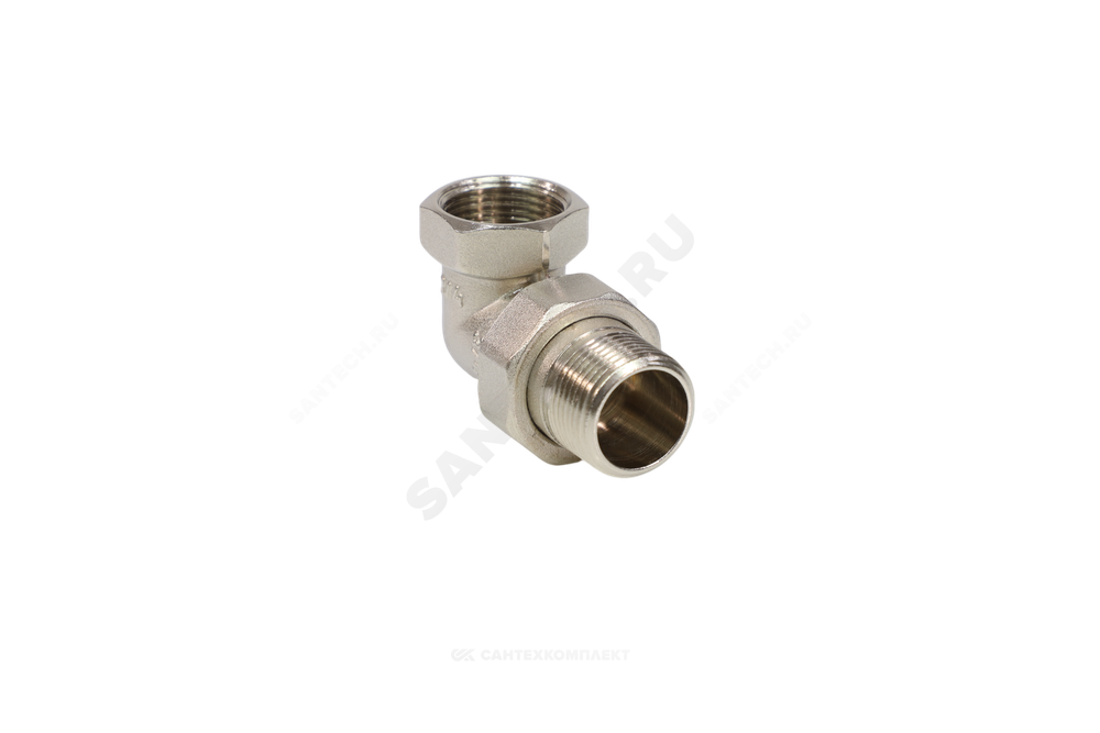 Соединитель латунь никель американка Ду 20 (3/4") угловой ВР/НР VALFEX VF.098.N.034
