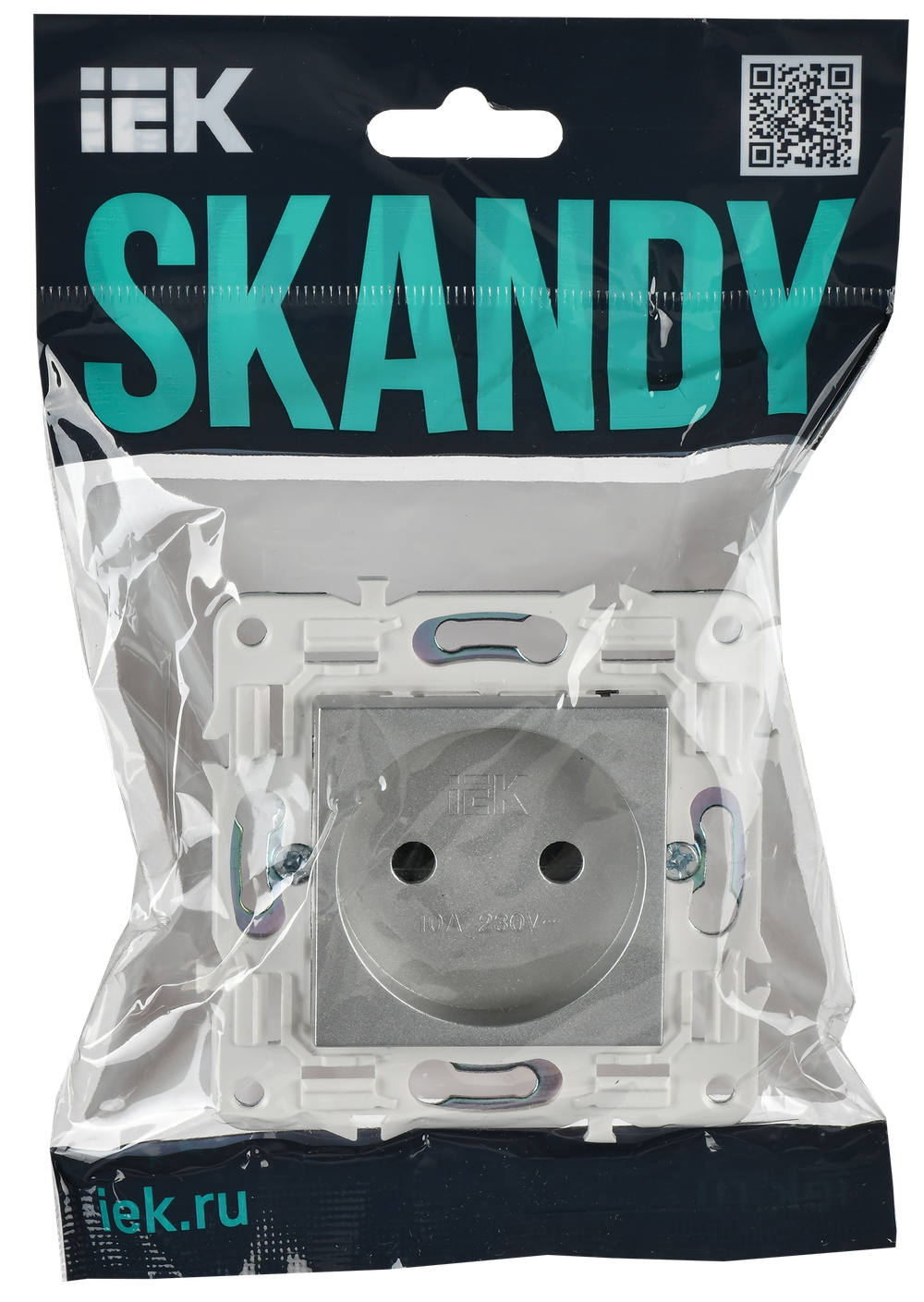SKANDY Розетка без заземления без защитных шторок 10А SK-R02S серебряный IEK
