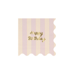 Салфетки маленькие цветные в полоску "С Днем Рождения" [Happy Birthday] 16 шт. (12,7 х 12,7 см)