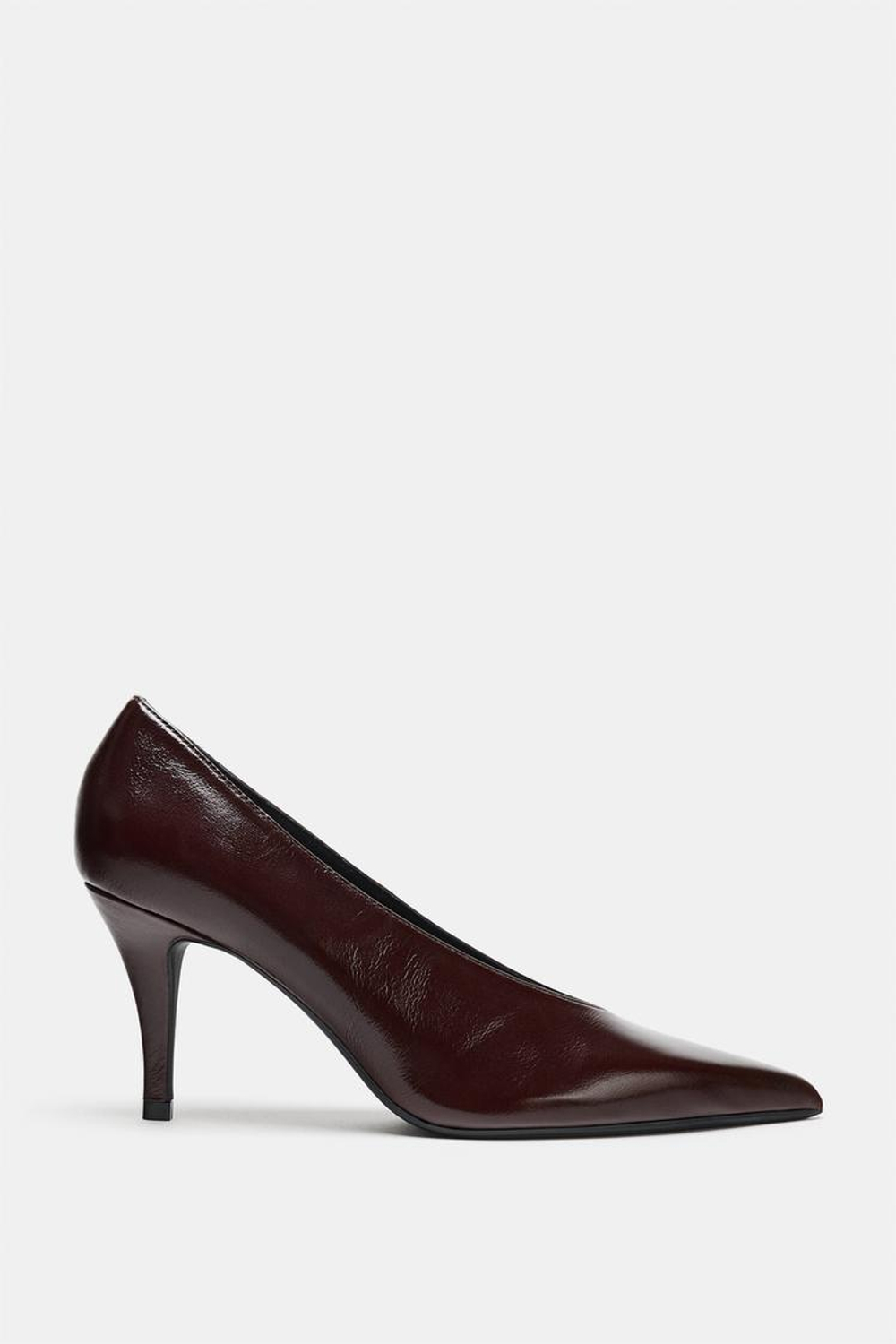 ZARA КОЖАНЫЕ ТУФЛИ НА КАБЛУКЕ, КОРИЧНЕВЫЙ
