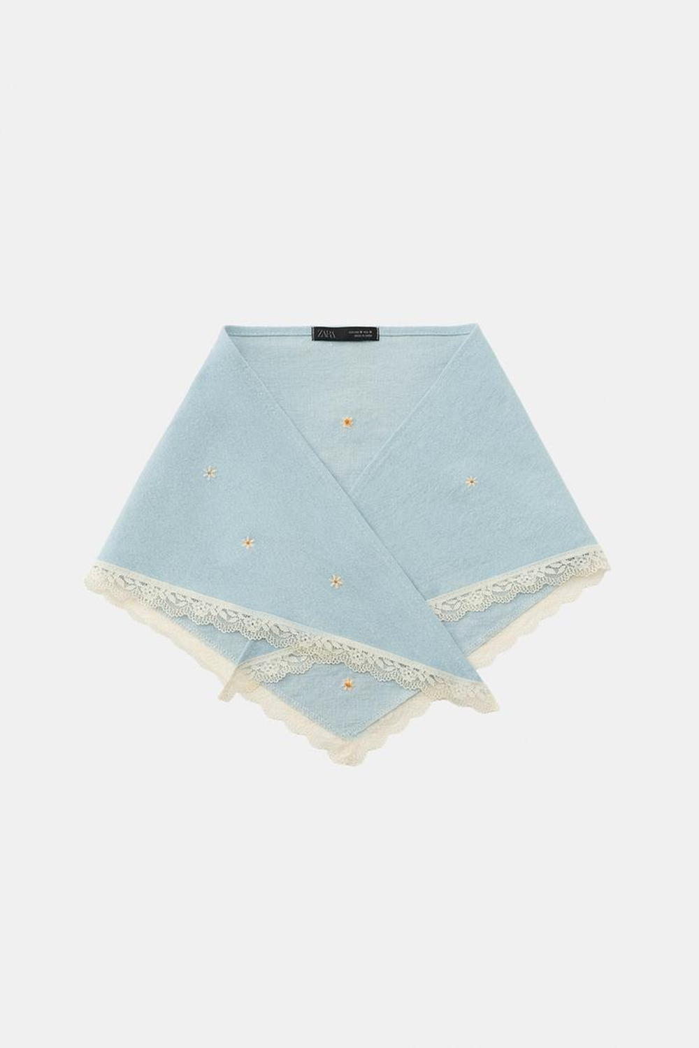 ZARA БАНДАНА С ЦВЕТОЧНОЙ ВЫШИВКОЙ, СИНИЙ