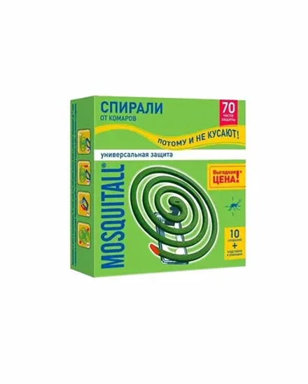 MOSQUITALL - Спирали "Универсальная защита" от комаров 10 шт Гринфилд, блок 12шт.