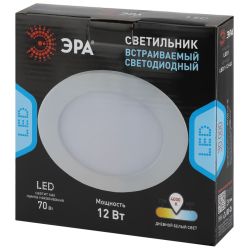 Светильник светодиодный встраиваемый Даунлайт ЭРА LED 1-12-4K Slim панель 12Вт 4000К круглый | Downlight