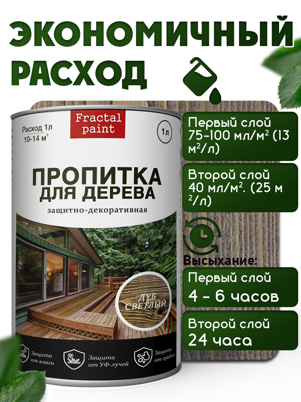 Пропитка для дерева защитно-декоративная «Дуб светлый»