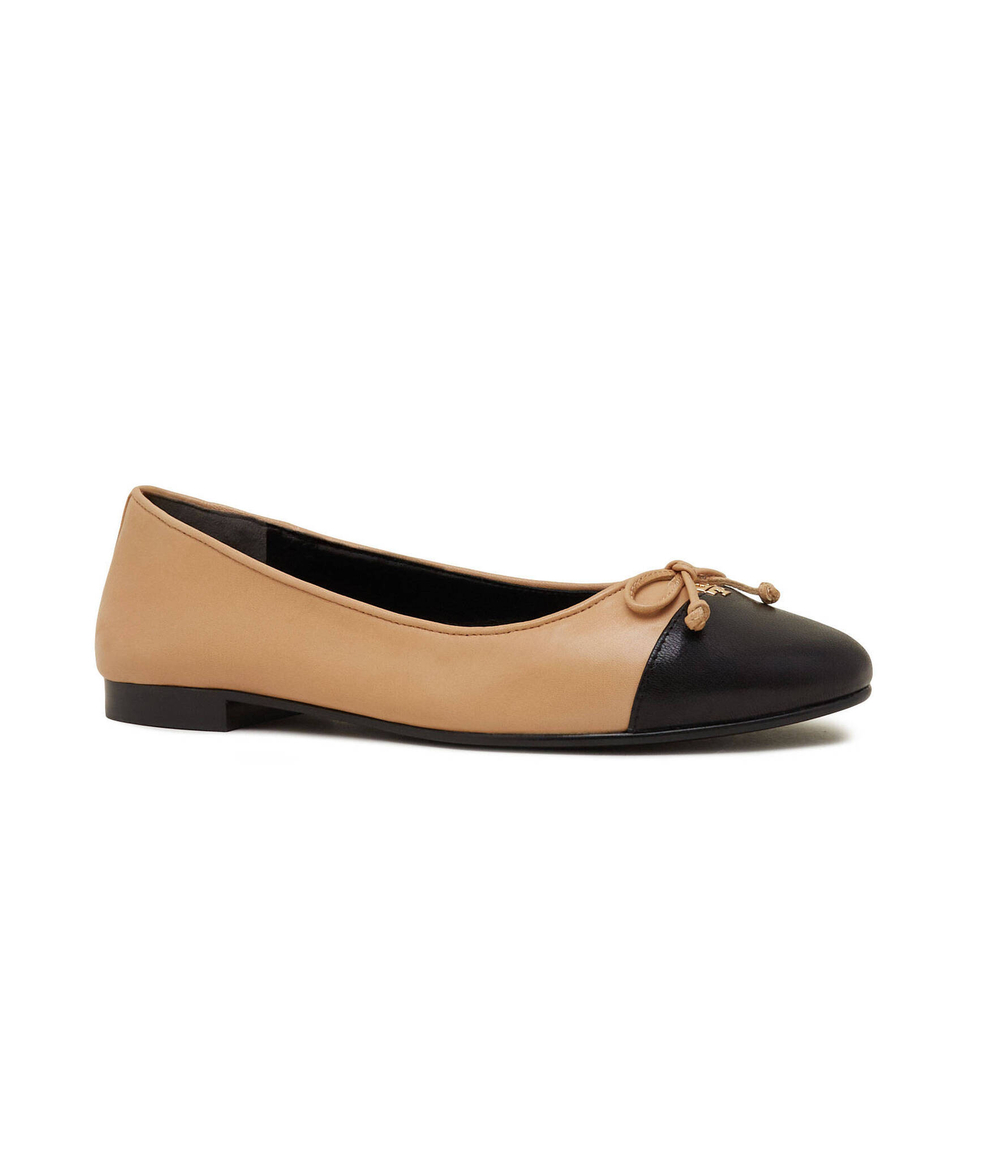 Кожаные балетки cap-toe TORY BURCH - коричневый(154513)