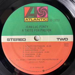 Винтажная виниловая пластинка LP Jean Luc Ponty A Taste For Passion (США 1979)