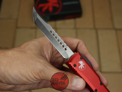 Нож Microtech Ultratech Helhound H/E - красная рукоять, клинок сатин + запчасти RK-356