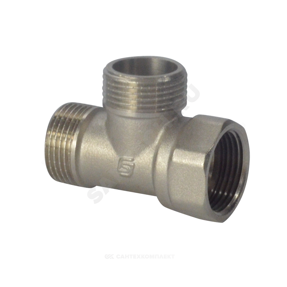 Тройник латунь никель Ду 20 (3/4") НР/НР/ВР SantechSystems