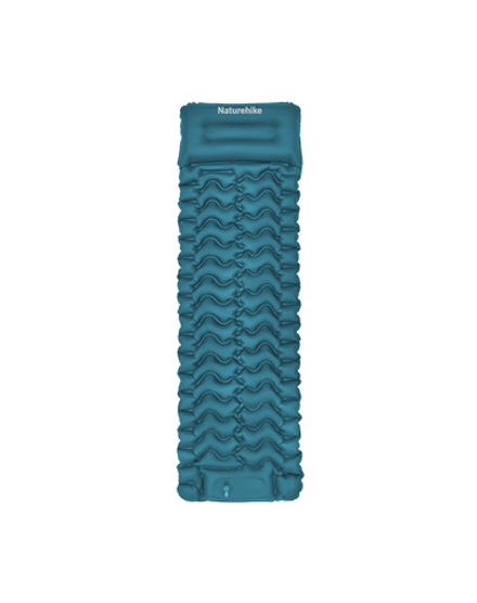 Коврик надувной Naturehike FC01 200х60х6,5 см, с подушкой, с насосом, голубой