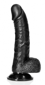 Черный фаллоимитатор Curved Realistic Dildo Balls Suction Cup 6 - 15,5 см. (Цвет: черный)