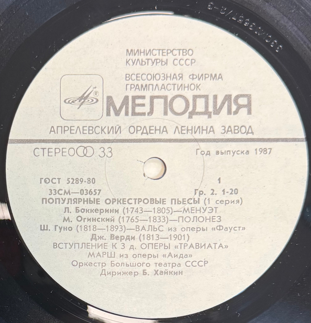 Виниловая пластинка Оркестр Большого Театра -Популярные Оркестровые Пьесы LP Мелодия