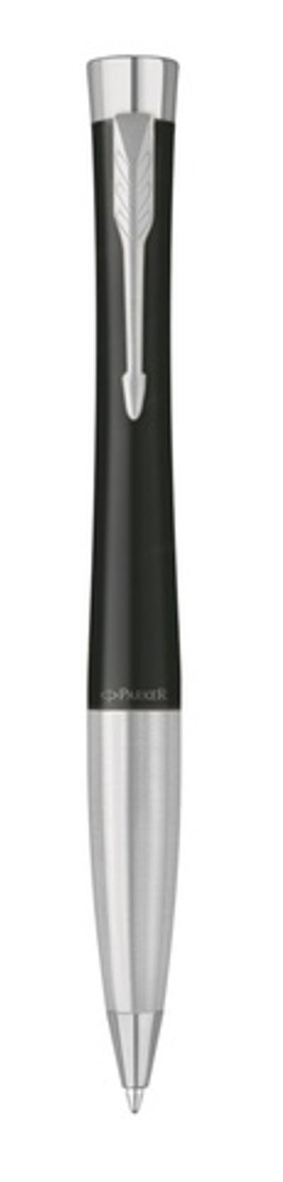 Шариковая ручка Parker Urban (матовый черный лак) Muted Black Chrome Trim, стержень: M, цвет чернил: blue/black, в подарочной упаковке.
