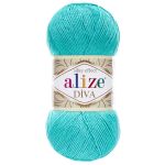 Пряжа Alize (Ализе) Diva / уп.5 мот. по 100 г, 350м, 376 светло-бирюзовый А