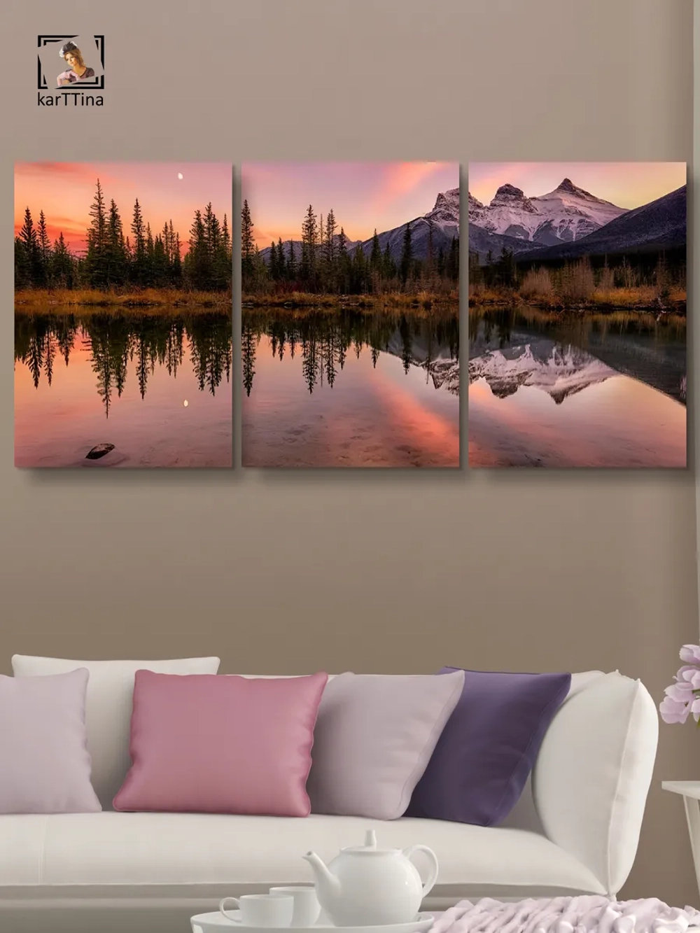 Картина Розовый закат модульная 50x70см 3шт.