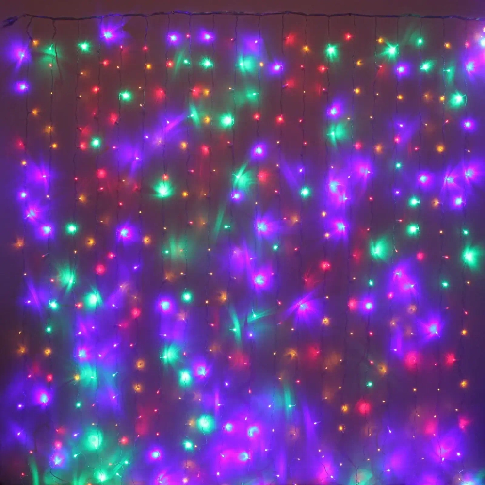 Гирлянда для дома ЗАНАВЕС «Классика Premium» ш3* в2,5 м 630 ламп LED, прозр пров, 8 реж,IP-40. Мультицвет (возможность соединения)