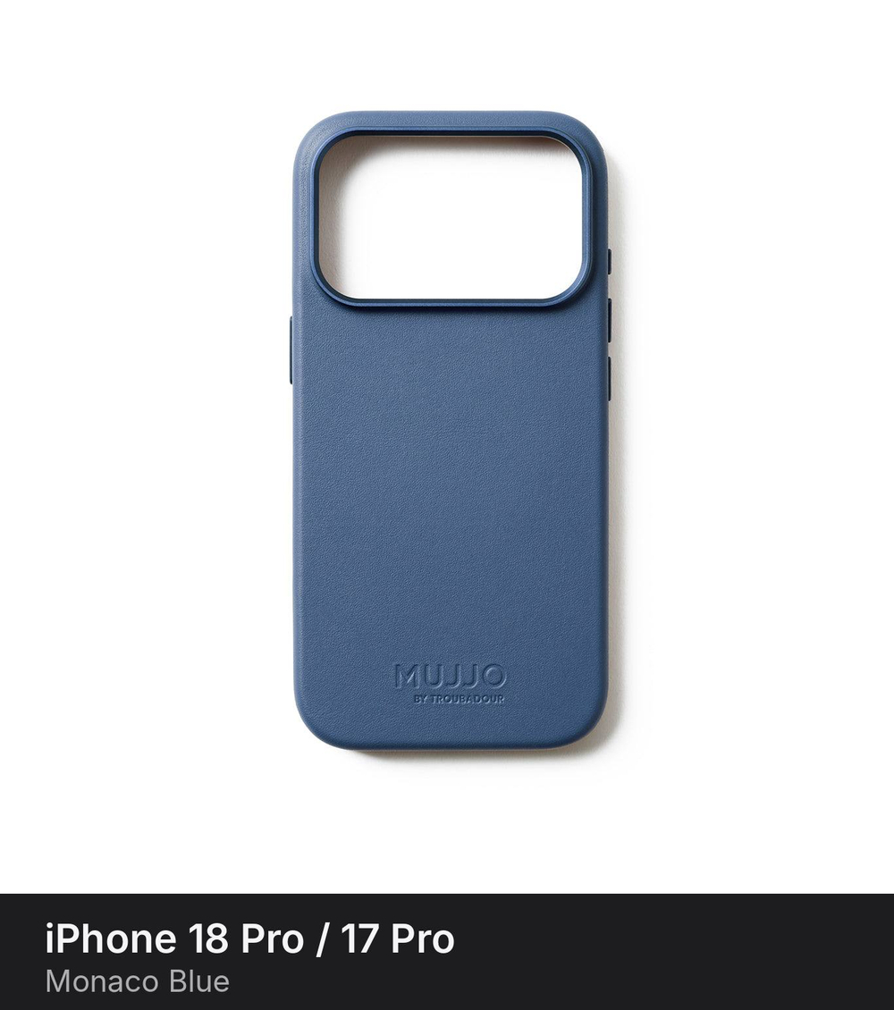 Чехол Mujjo Leather Case для iPhone 18 Pro / 17 Pro Monaco Blue