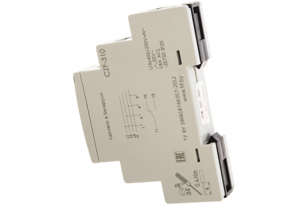 Реле контроля фаз CZF-310 3х400/230+N 8А 1NO/NC IP20