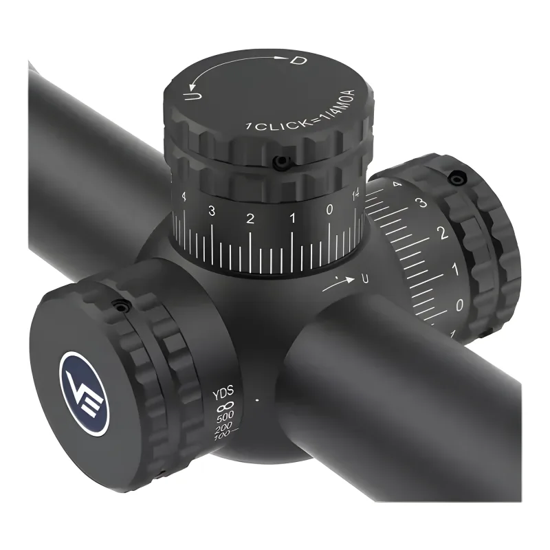 Оптический прицел Vector Optics HUGO 6-24x50 (SCOL-31) - крупный план узла поправок с логотипом