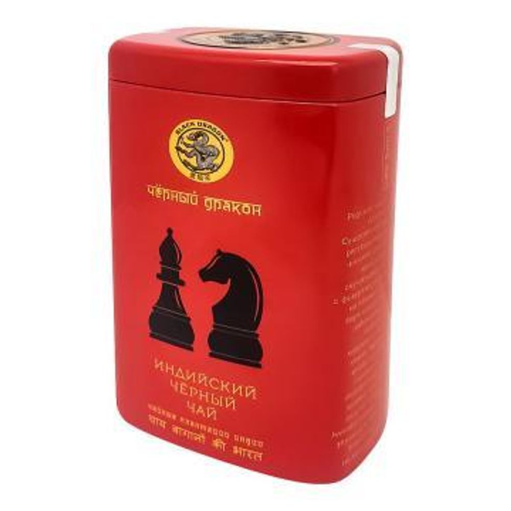 Чай черный Black dragon Индийский Шахматы жестяная банка, 100 г