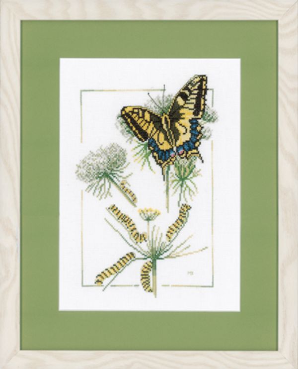 Набор для вышивания нитками Lanarte, From Caterpillar to Butterfly, 23х32 см