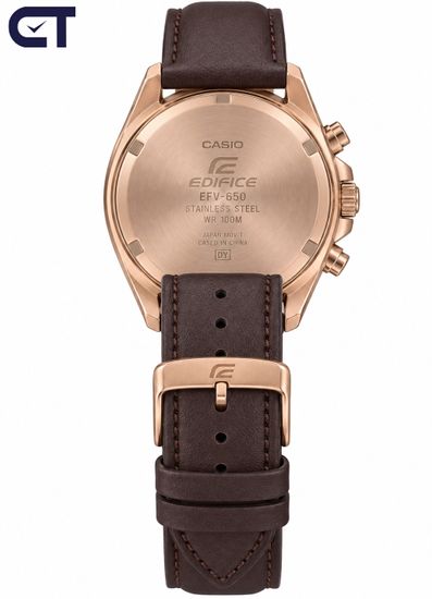 CASIO EFV-650CL-5AVUDF EDIFICE мужские наручные часы — мужская модель на кожаном ремешке с коричневым циферблатом