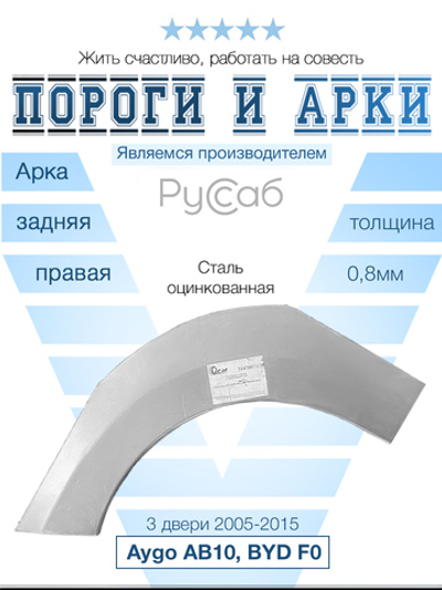 Арка правая Toyota Aygo AB10, BYD F0 2008-2015