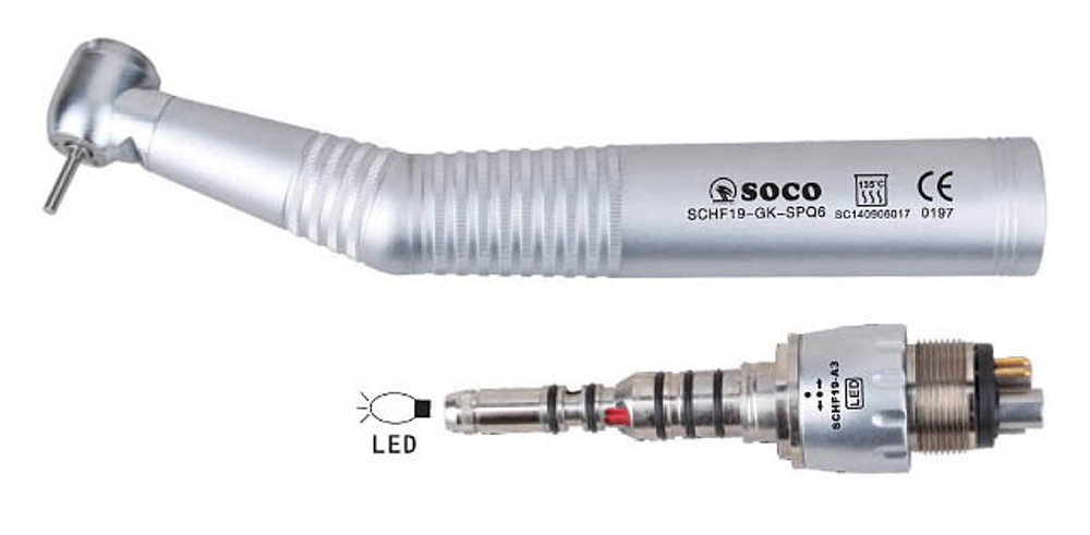 Турбинный наконечник с фиброоптикой Soco F19 переходник 4