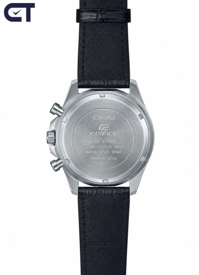 CASIO EFR-574BL-1AVUDF EDIFICE мужские наручные часы — хронограф с тахиметром и натуральным кожаным ремешком