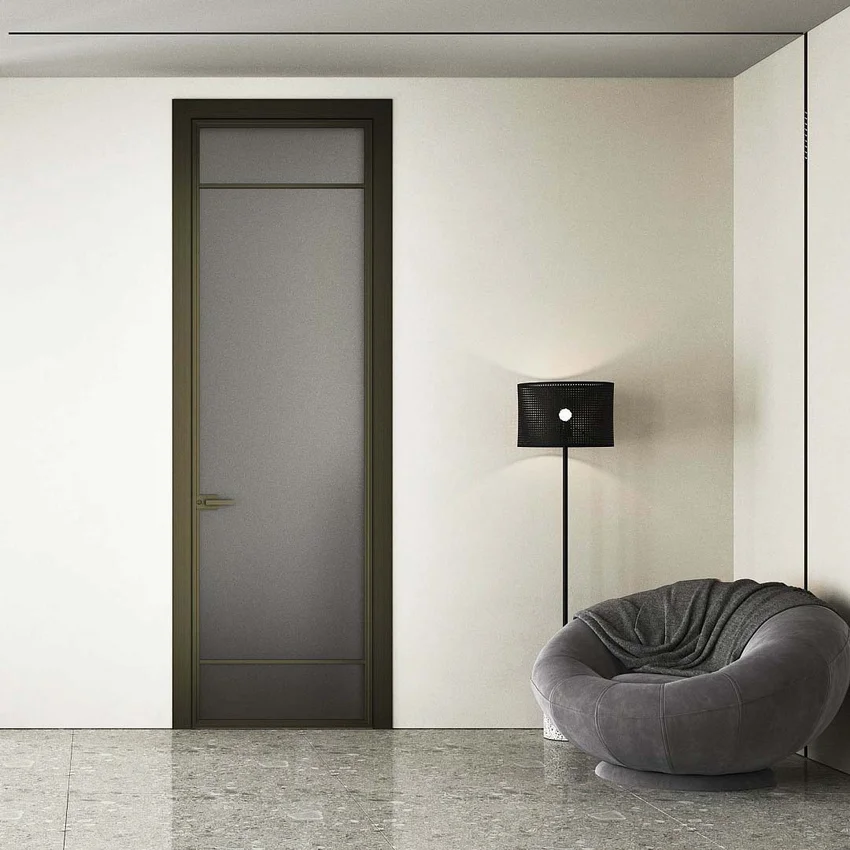 Межкомнатная алюминиевая дверь Loft-S 4 стекло матовое серое