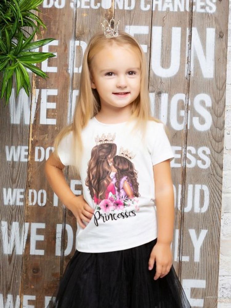 Футболка с принтом "Princesses" шатенки (Family look)