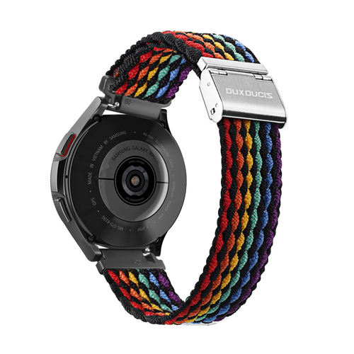 Эластичный ремешок темного цвета (DarkStripes) от Dux Ducis для смарт часов Samsung Galaxy Watch 45 и 46мм (размер крепления 22мм), серия Mixture II Series