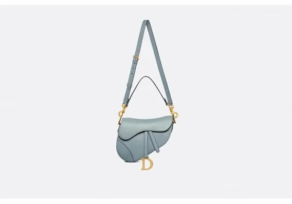 Сумка Dior Saddle с ремнем серо-синий