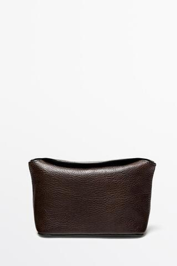 Massimo Dutti Мини-несессер из кожи наппа, коричневый