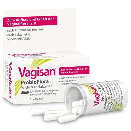Молочнокислые бактерии Vagisan ProbioFlora: вагинальные капсулы для создания вагинальной флоры и восстановления естественного значения pH влагалища.