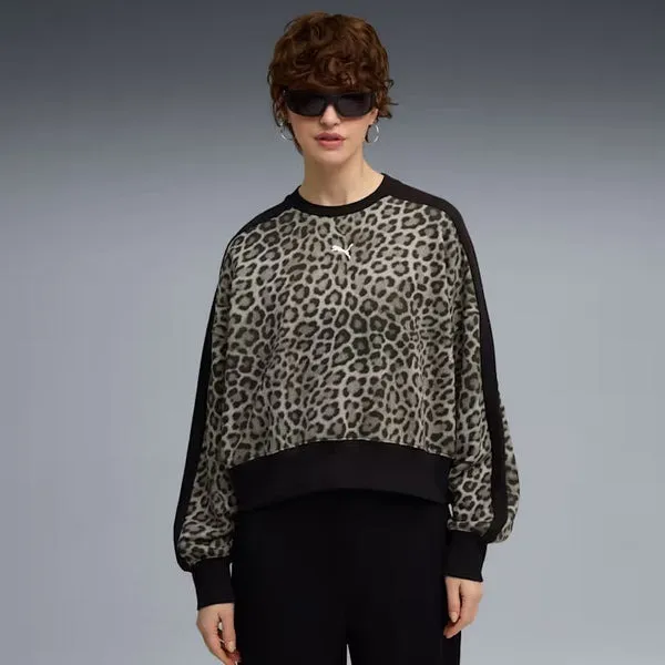 Толстовка женская PUMA T7 LEO LUXE AOP Over-Oversized Crew TR