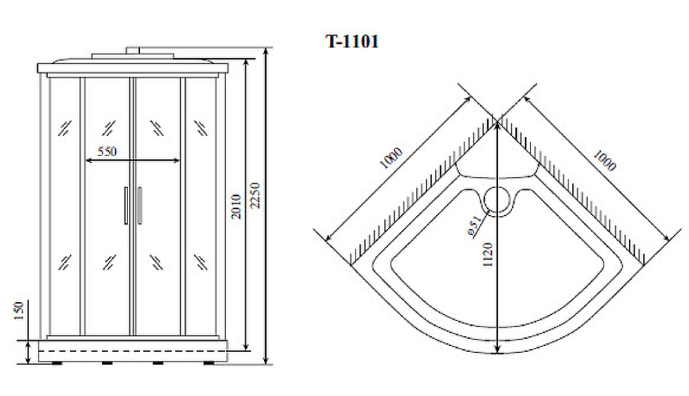 Душевая кабина Timo Standart 100x100 T-1101 с гидромассажем