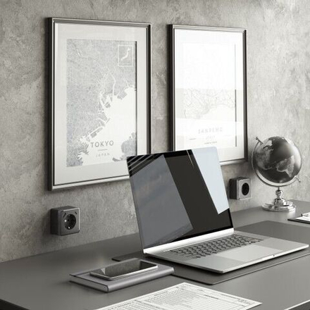 Розетка с заземлением, шторками и USB тип A+C Gallant (графит рифленый)