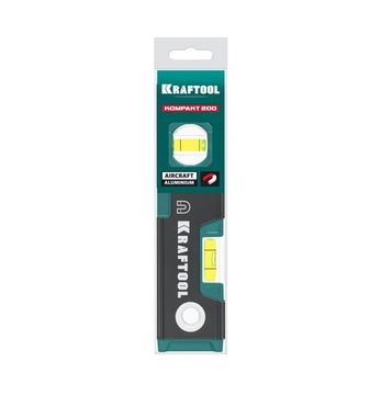 KRAFTOOL KOMPAKT-200, 200 мм, усиленный профиль, с зеркальным глазком, компактный магнитный уровень (34782)
